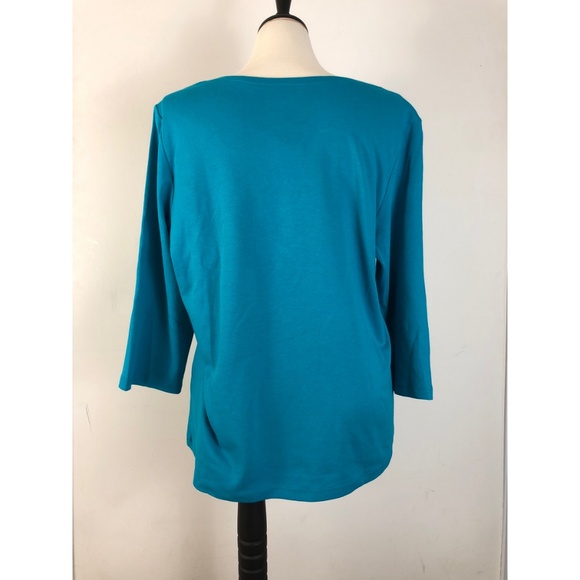 KAREN SCOTT PLUS SIZE LONG SLEEVE BLUE SHIRT - Picture 5 of 5